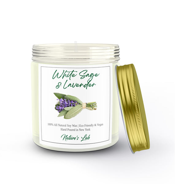 White Sage & Lavender Soy Wax Candle - Natural Sister's / Nature's Lab Store