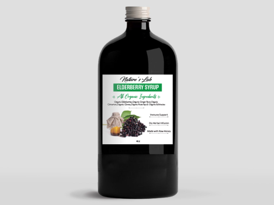 Organic Elderberry Syrup (Sambucus nigra) by Nature's Lab - Handmade and Hand-poured in NYC